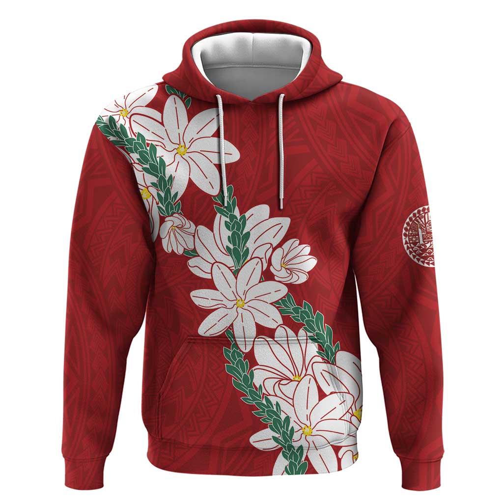 Ia Orana Tahiti Tiare Zip Hoodie Crimson Lei - Polynesian Pride