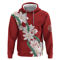 Ia Orana Tahiti Tiare Zip Hoodie Crimson Lei - Polynesian Pride