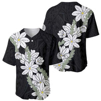 Ia Orana Tahiti Tiare Baseball Jersey Black Lei - Polynesian Pride