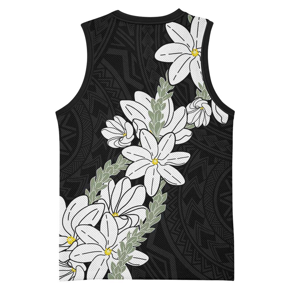 Ia Orana Tahiti Tiare Basketball Jersey Black Lei - Polynesian Pride