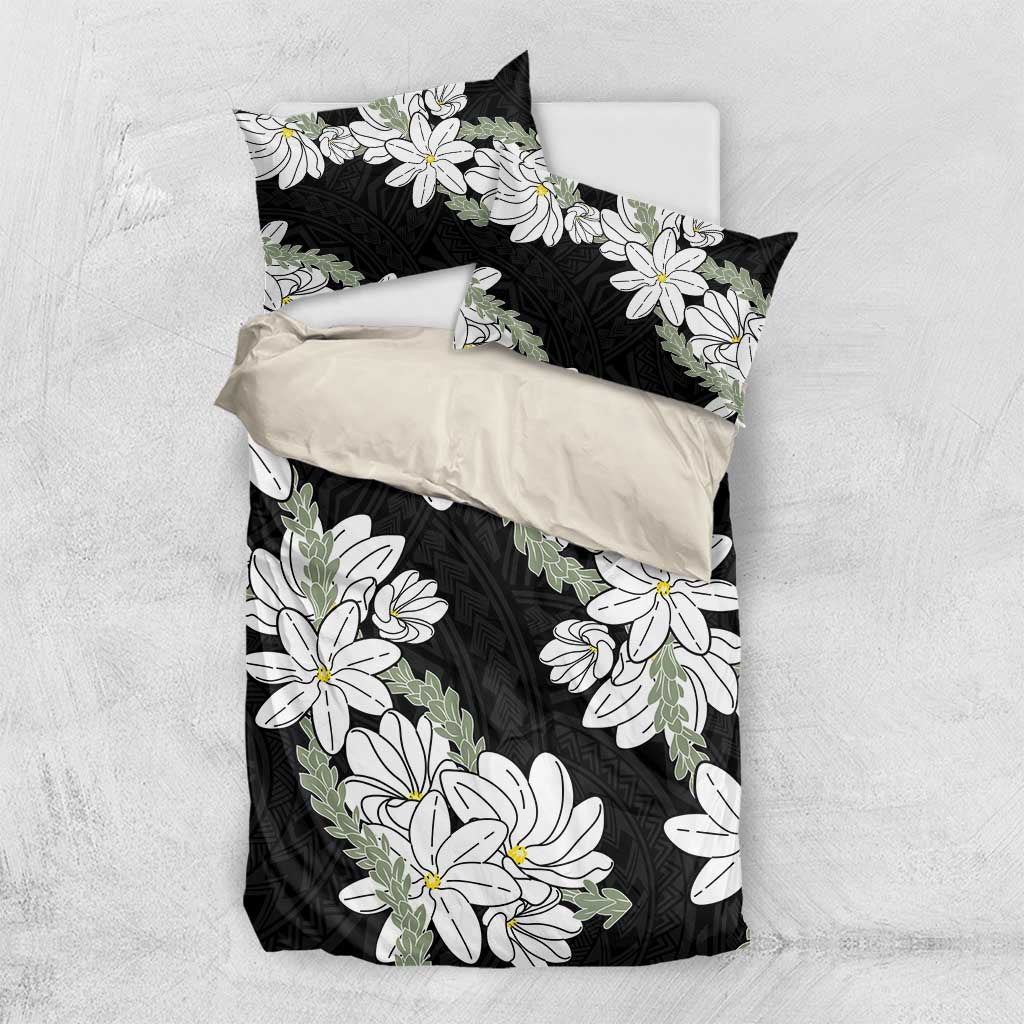 Ia Orana Tahiti Tiare Bedding Set Black Lei - Polynesian Pride
