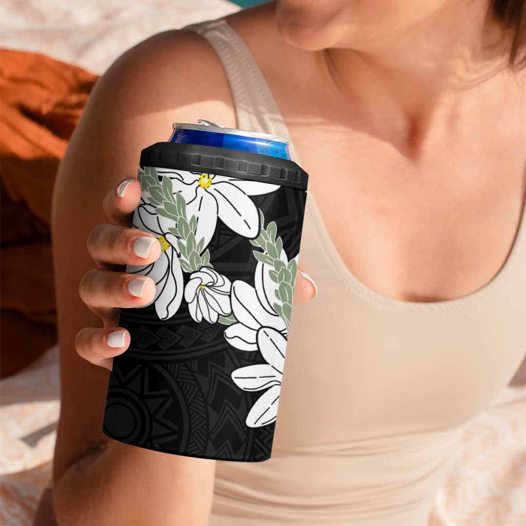 Ia Orana Tahiti Tiare 4 in 1 Can Cooler Tumbler Black Lei - Polynesian Pride