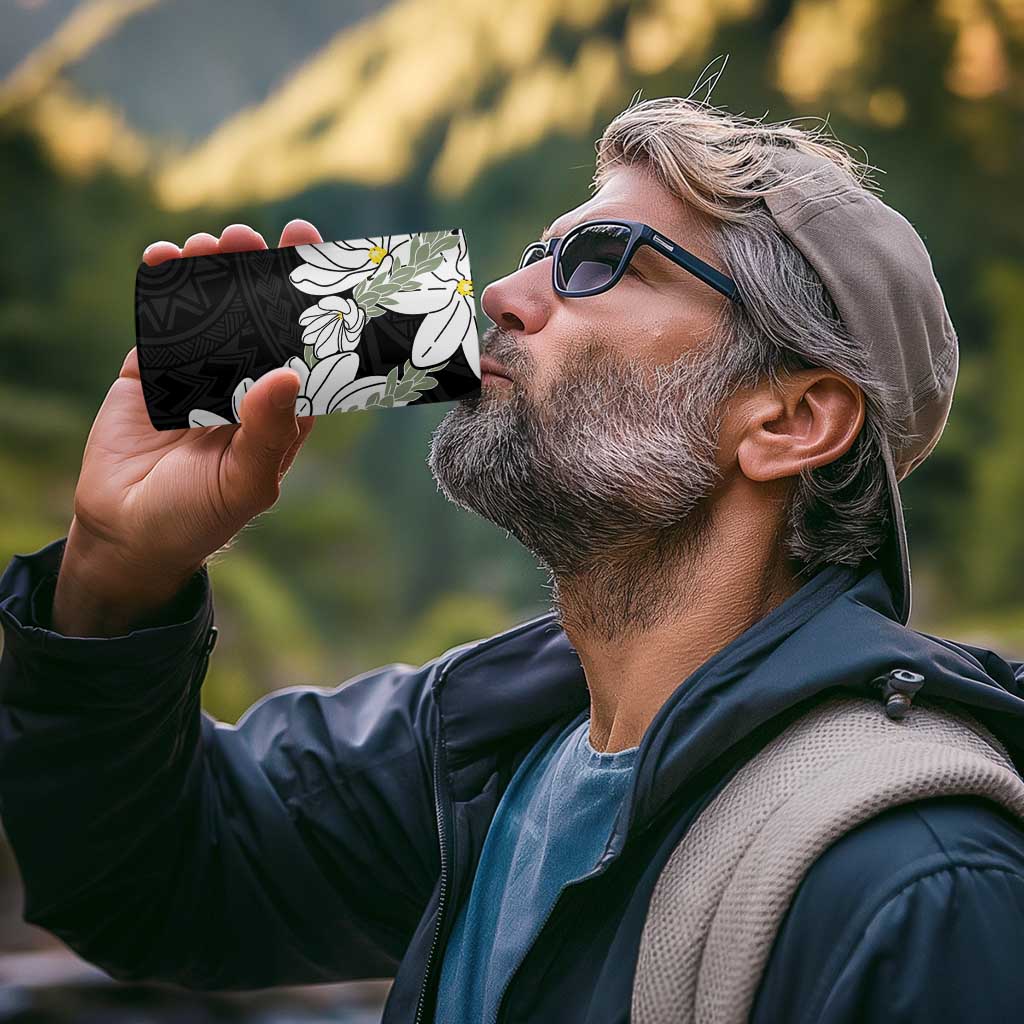 Ia Orana Tahiti Tiare 4 in 1 Can Cooler Tumbler Black Lei - Polynesian Pride