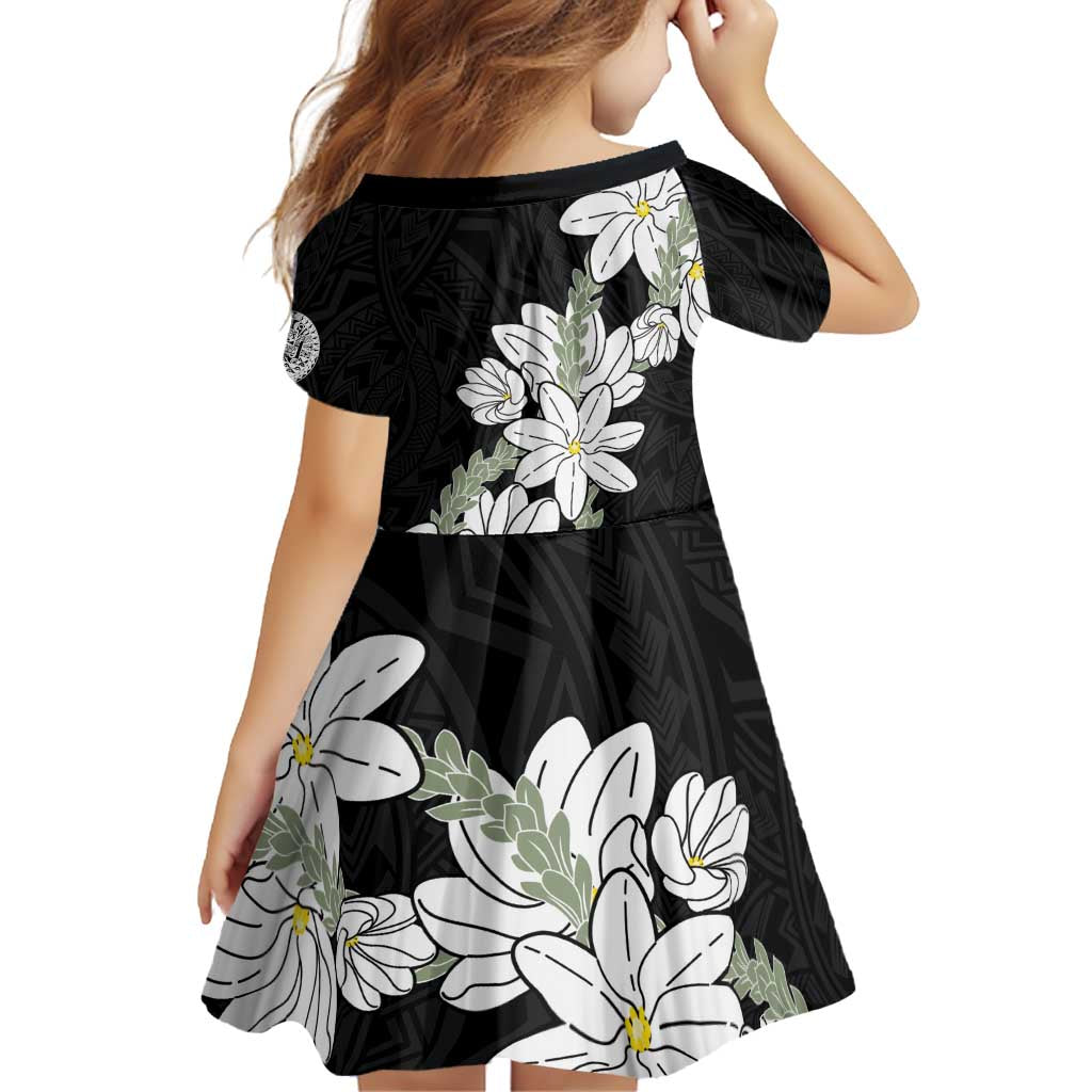 Ia Orana Tahiti Tiare Family Matching Off Shoulder Short Dress and Hawaiian Shirt Black Lei - Polynesian Pride