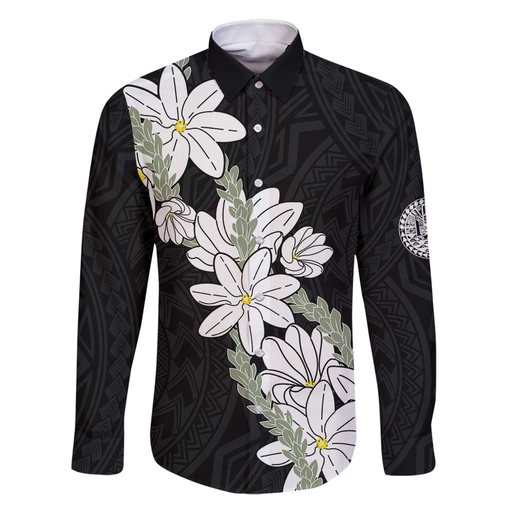 Ia Orana Tahiti Tiare Family Matching Summer Maxi Dress and Hawaiian Shirt Black Lei - Polynesian Pride