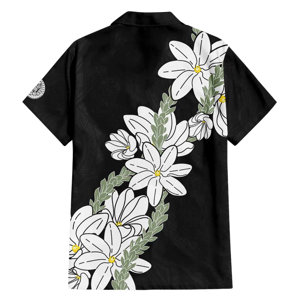 Ia Orana Tahiti Tiare Family Matching Tank Maxi Dress and Hawaiian Shirt Black Lei - Polynesian Pride