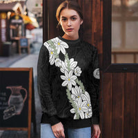 Ia Orana Tahiti Tiare Ugly Christmas Sweater Black Lei - Polynesian Pride