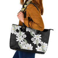 Ia Orana Tahiti Tiare Leather Tote Bag Black Lei - Polynesian Pride
