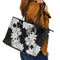 Ia Orana Tahiti Tiare Leather Tote Bag Black Lei - Polynesian Pride