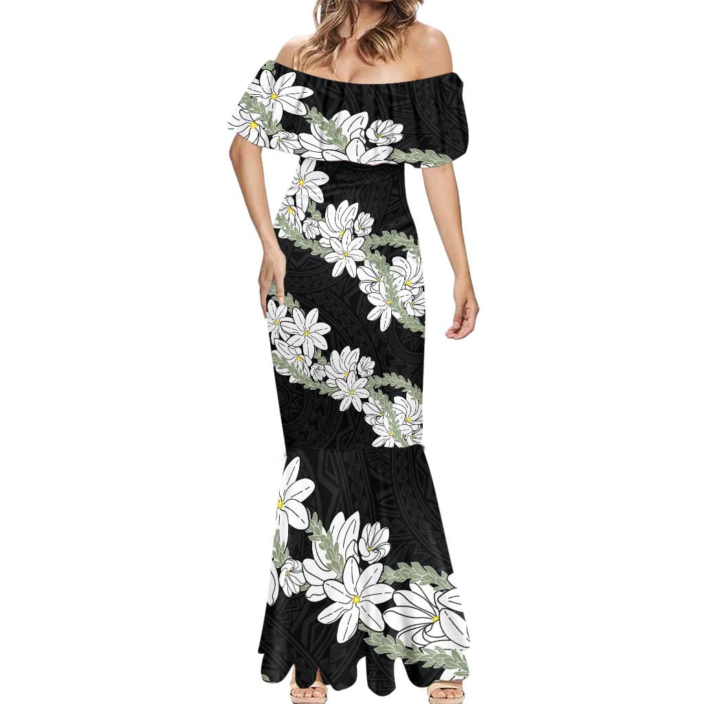 Ia Orana Tahiti Tiare Mermaid Dress Black Lei - Polynesian Pride