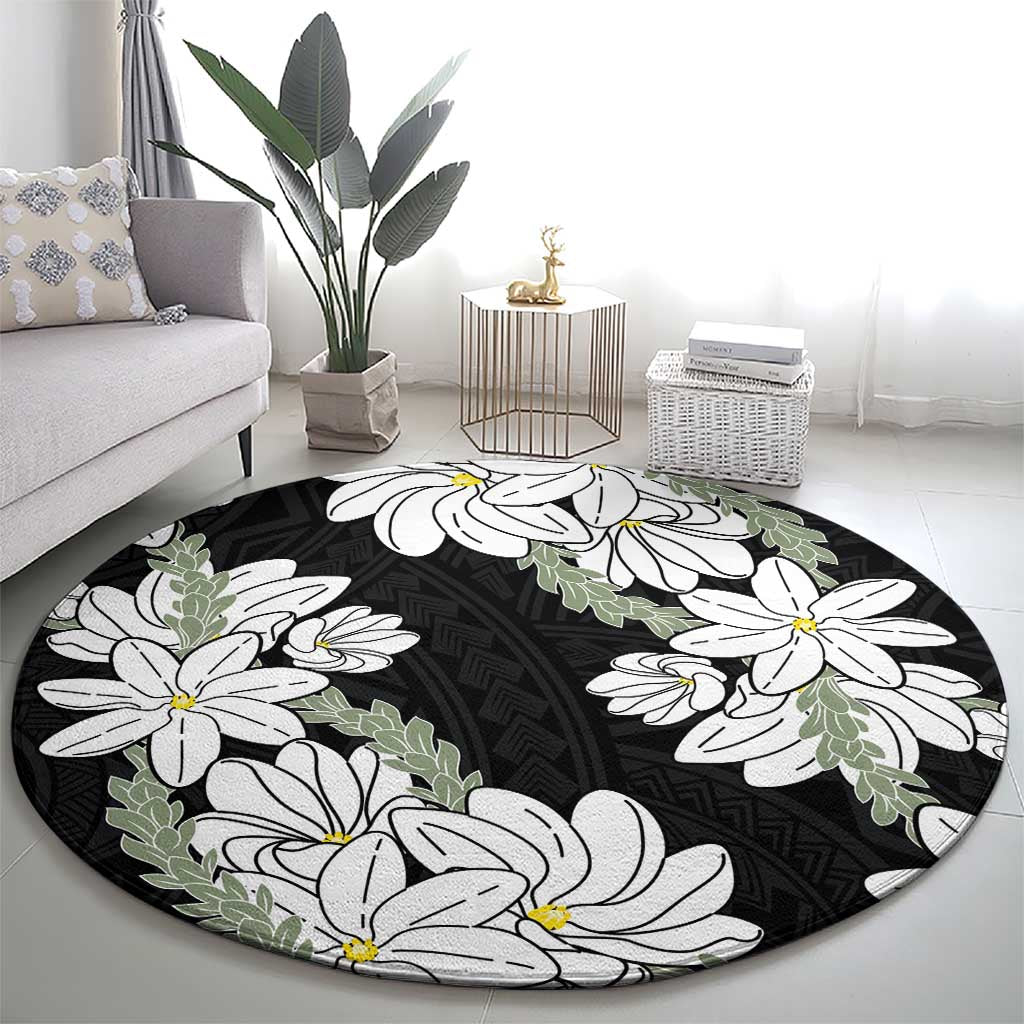 Ia Orana Tahiti Tiare Round Carpet Black Lei - Polynesian Pride