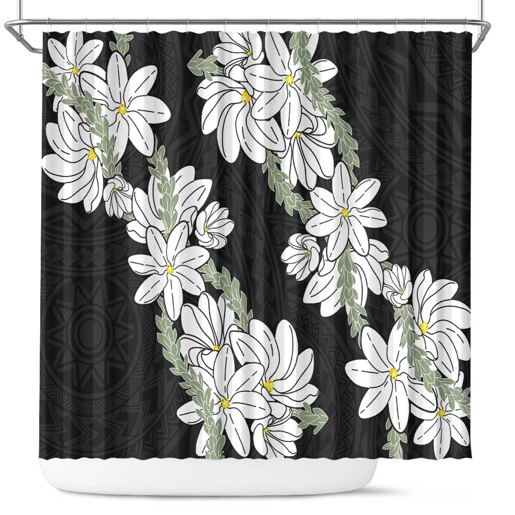 Ia Orana Tahiti Tiare Shower Curtain Black Lei - Polynesian Pride