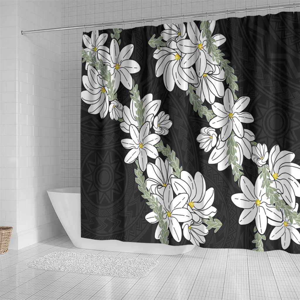Ia Orana Tahiti Tiare Shower Curtain Black Lei - Polynesian Pride