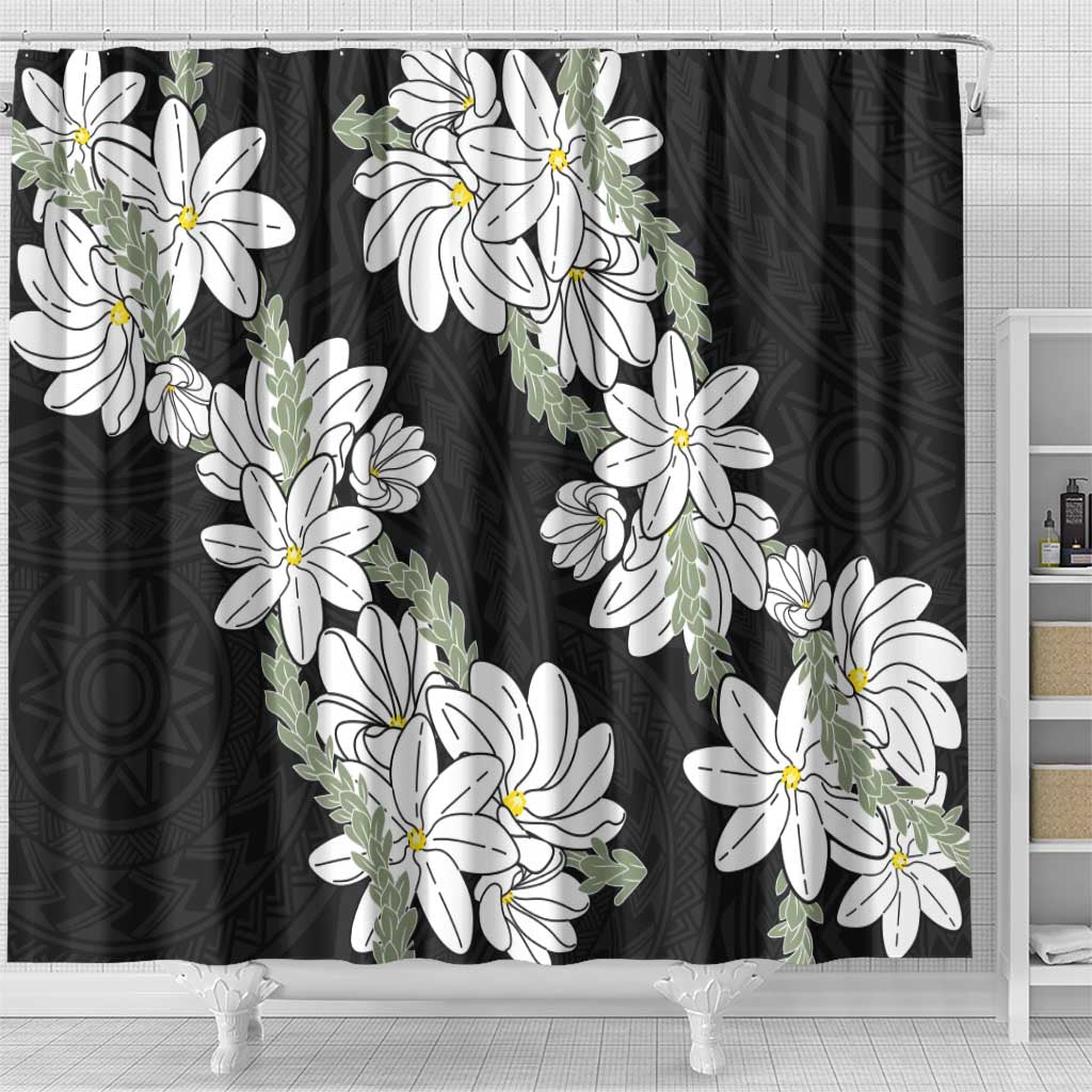 Ia Orana Tahiti Tiare Shower Curtain Black Lei - Polynesian Pride