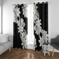 Ia Orana Tahiti Tiare Window Curtain Black Lei - Polynesian Pride