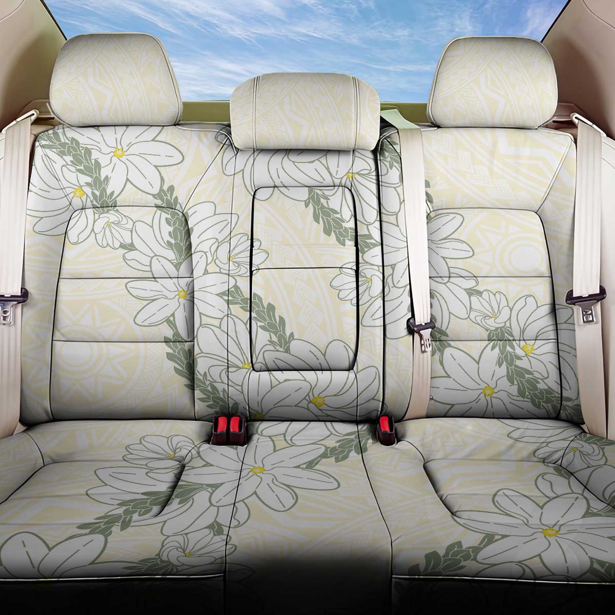 Ia Orana Tahiti Tiare Back Car Seat Cover Lemon Yellow Lei - Polynesian Pride