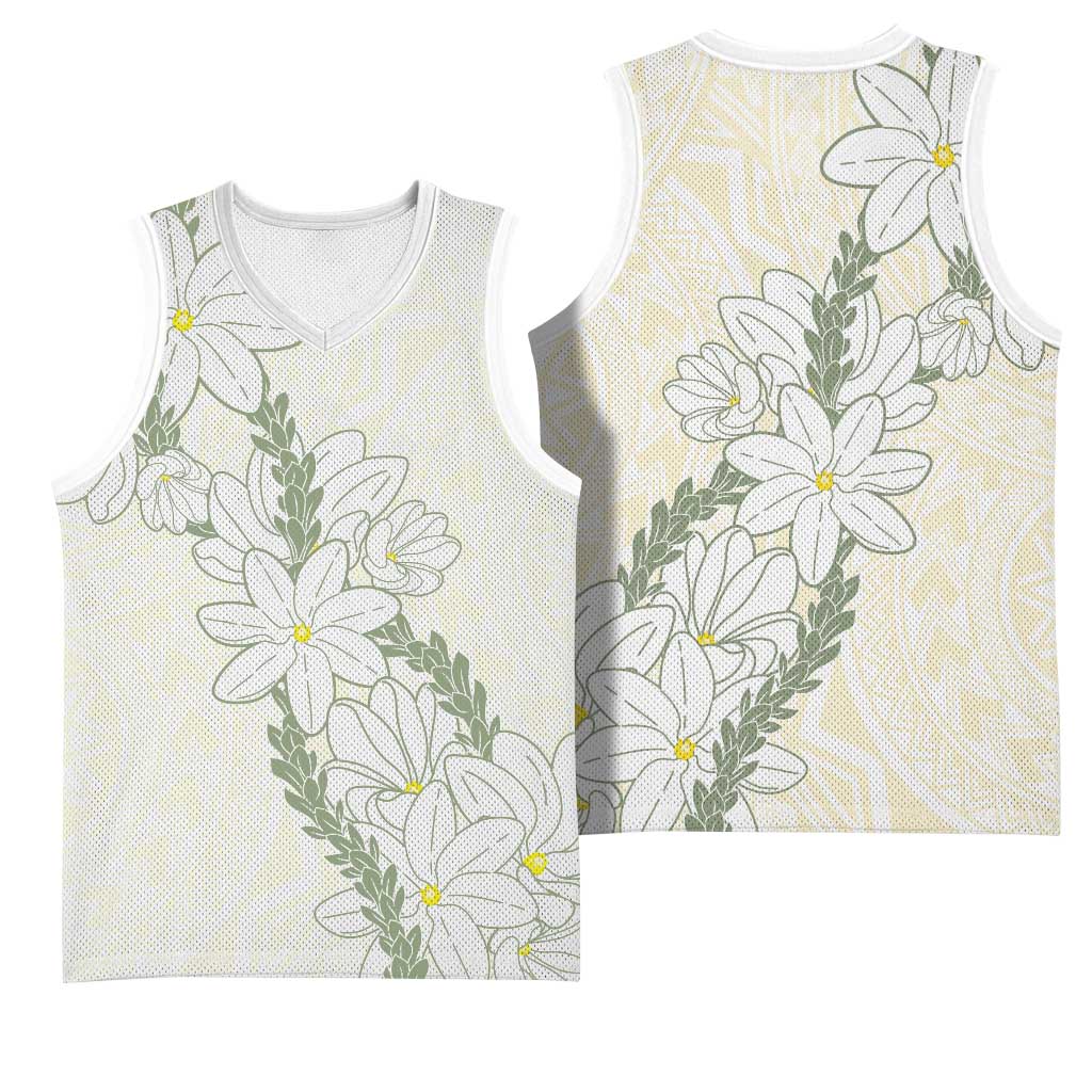 Ia Orana Tahiti Tiare Basketball Jersey Lemon Yellow Lei - Polynesian Pride