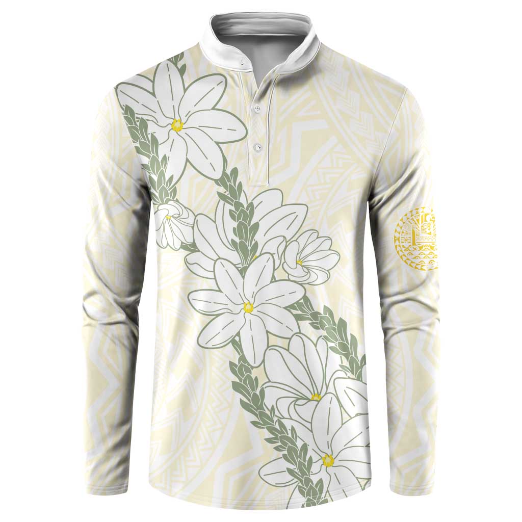 Ia Orana Tahiti Tiare Button Sweatshirt Lemon Yellow Lei - Polynesian Pride
