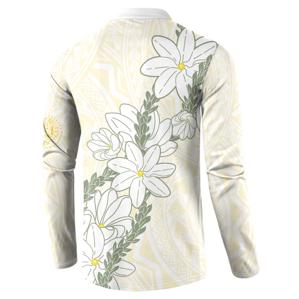 Ia Orana Tahiti Tiare Button Sweatshirt Lemon Yellow Lei - Polynesian Pride