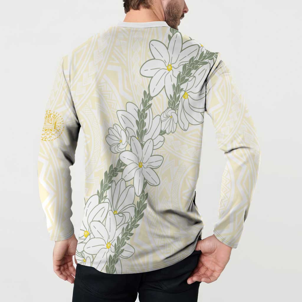 Ia Orana Tahiti Tiare Button Sweatshirt Lemon Yellow Lei - Polynesian Pride