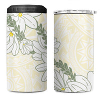 Ia Orana Tahiti Tiare 4 in 1 Can Cooler Tumbler Lemon Yellow Lei - Polynesian Pride