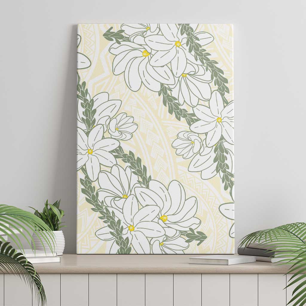 Ia Orana Tahiti Tiare Canvas Wall Art Lemon Yellow Lei - Polynesian Pride