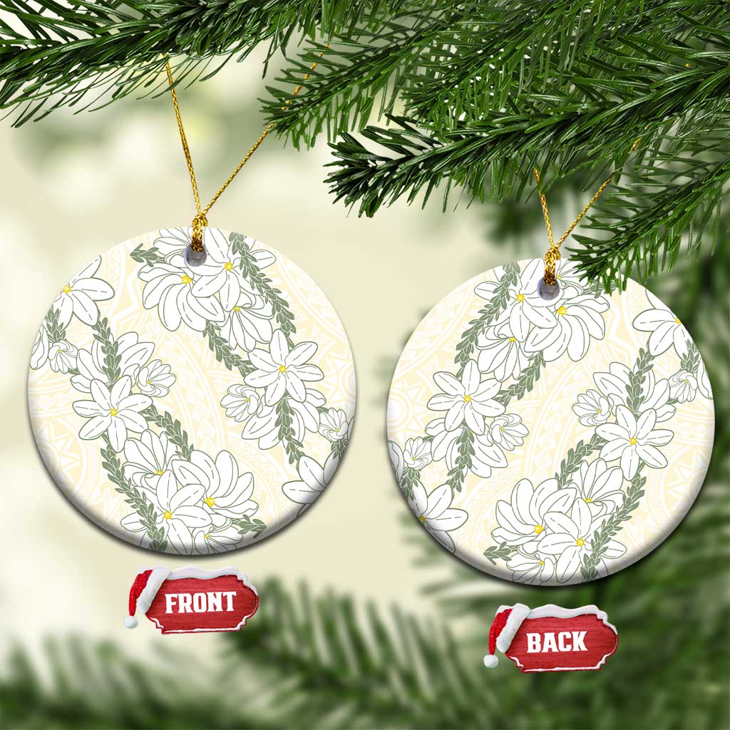 Ia Orana Tahiti Tiare Ceramic Ornament Lemon Yellow Lei - Polynesian Pride