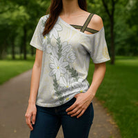 Ia Orana Tahiti Tiare Cross Shoulder Shirt Lemon Yellow Lei - Polynesian Pride