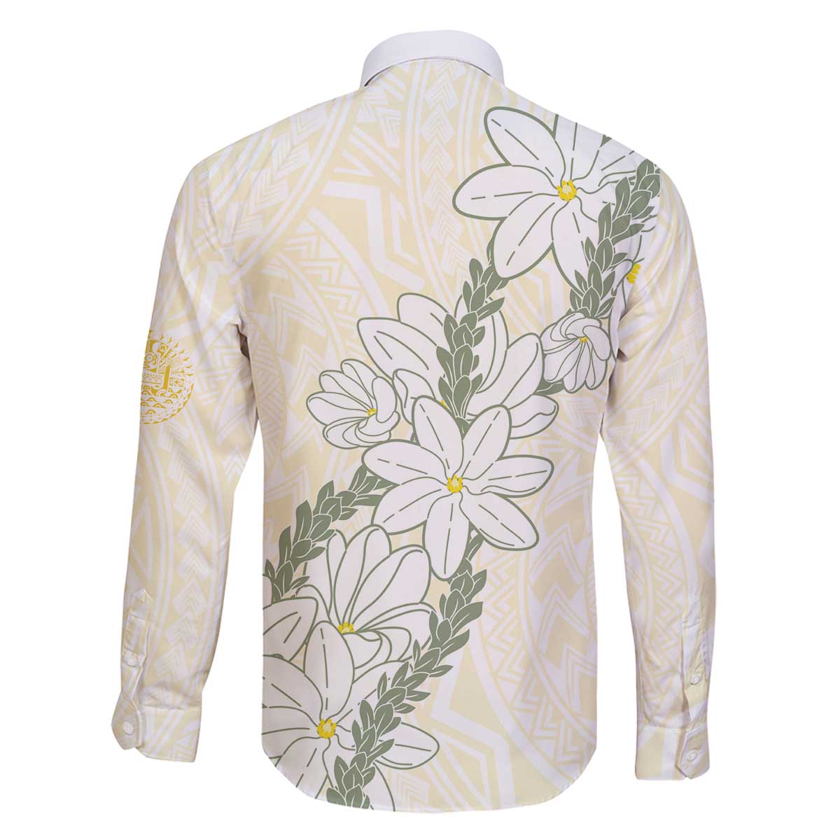 Ia Orana Tahiti Tiare Family Matching Off The Shoulder Long Sleeve Dress and Hawaiian Shirt Lemon Yellow Lei - Polynesian Pride