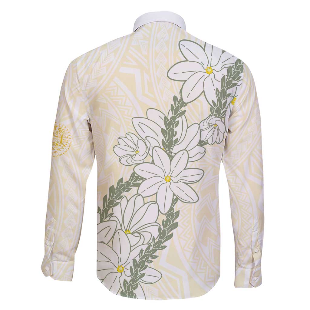 Ia Orana Tahiti Tiare Family Matching Short Sleeve Bodycon Dress and Hawaiian Shirt Lemon Yellow Lei - Polynesian Pride