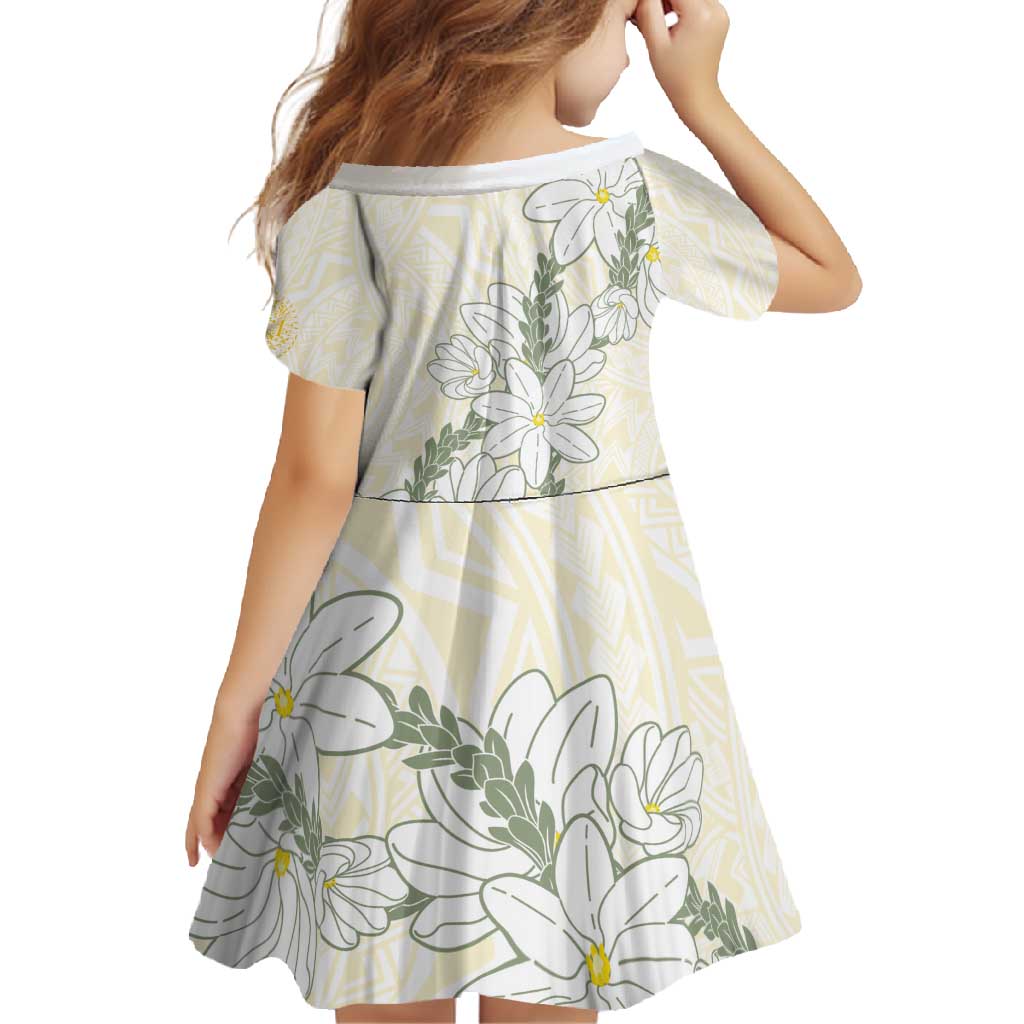 Ia Orana Tahiti Tiare Family Matching Summer Maxi Dress and Hawaiian Shirt Lemon Yellow Lei - Polynesian Pride