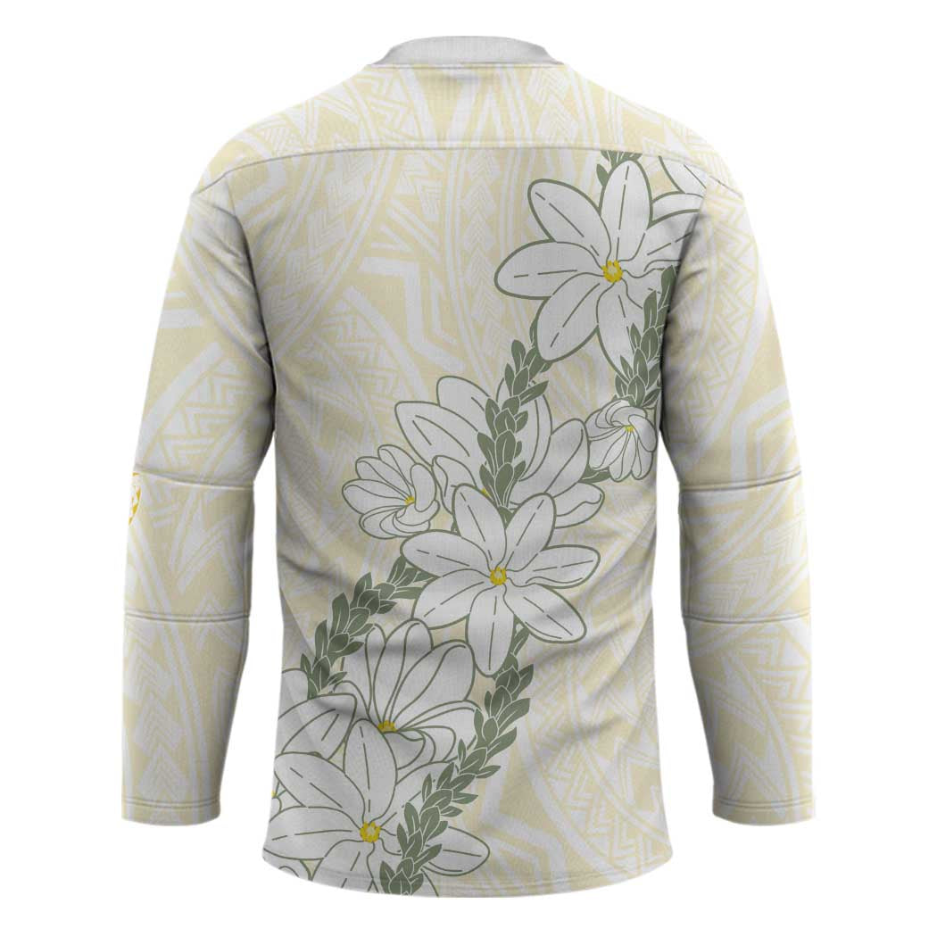 Ia Orana Tahiti Tiare Hockey Jersey Lemon Yellow Lei - Polynesian Pride