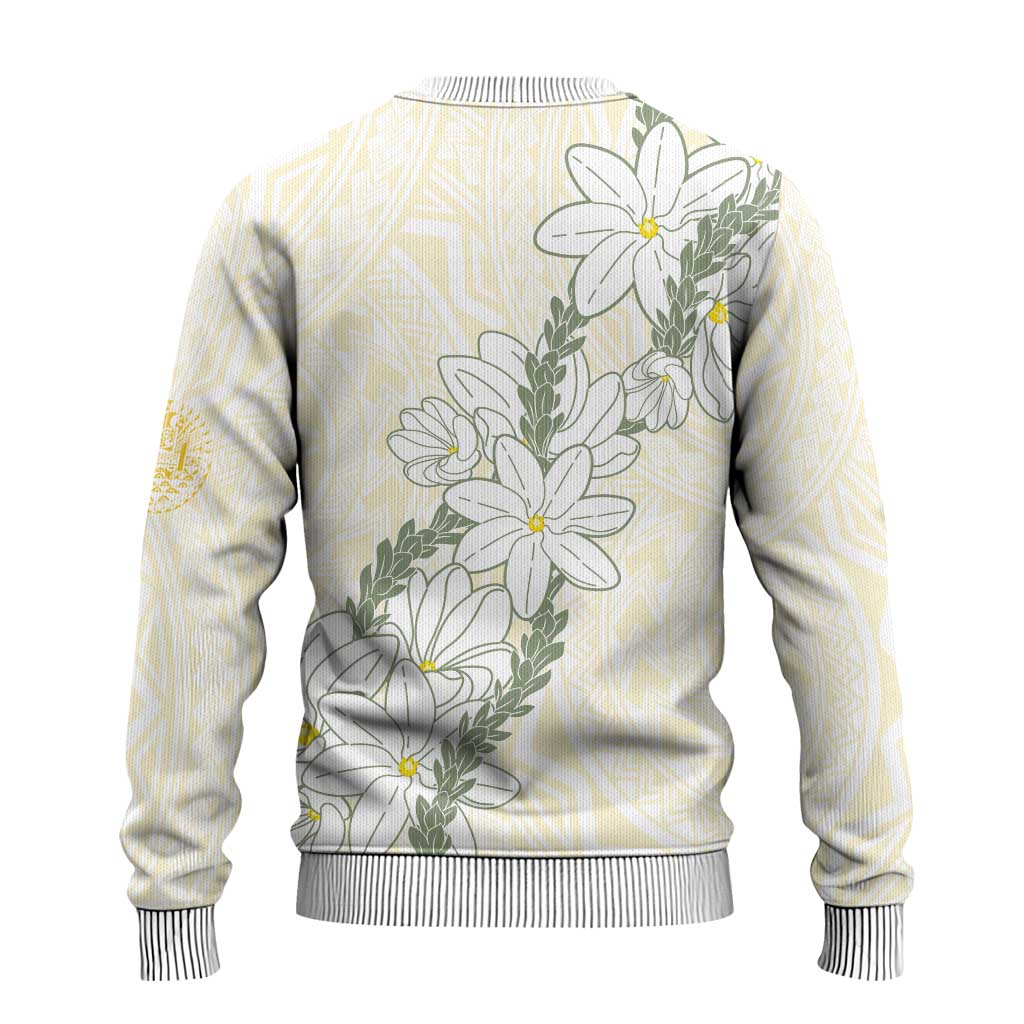 Ia Orana Tahiti Tiare Ugly Christmas Sweater Lemon Yellow Lei - Polynesian Pride