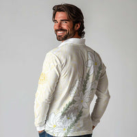 Ia Orana Tahiti Tiare Long Sleeve Polo Shirt Lemon Yellow Lei - Polynesian Pride