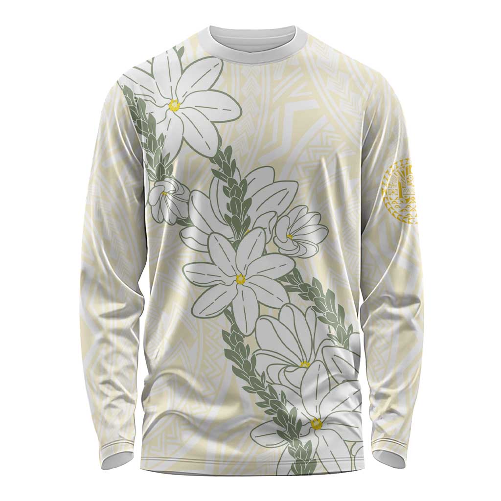 Ia Orana Tahiti Tiare Long Sleeve Shirt Lemon Yellow Lei - Polynesian Pride