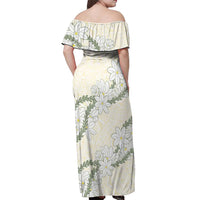 Ia Orana Tahiti Tiare Off Shoulder Maxi Dress Lemon Yellow Lei - Polynesian Pride