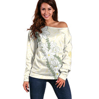 Ia Orana Tahiti Tiare Off Shoulder Sweater Lemon Yellow Lei - Polynesian Pride