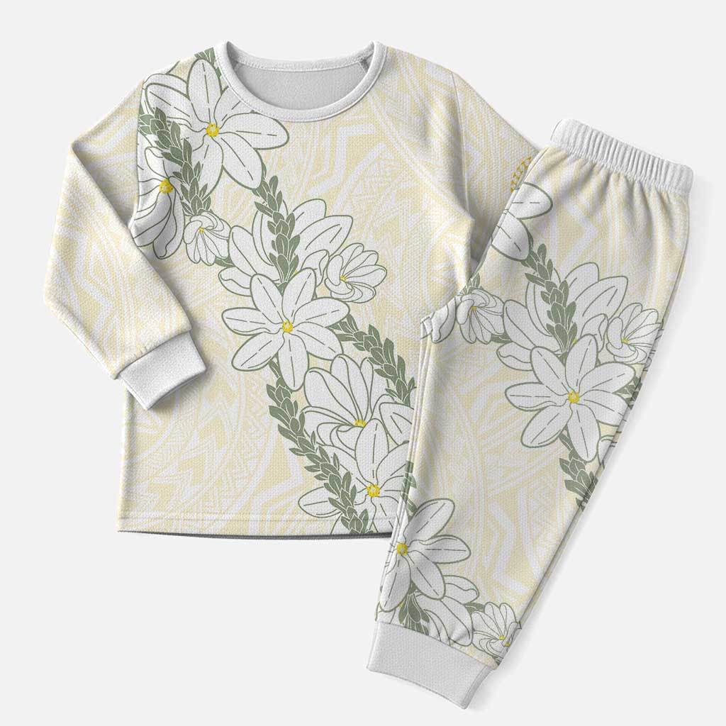 Ia Orana Tahiti Tiare Christmas Pajama Set Lemon Yellow Lei - Polynesian Pride