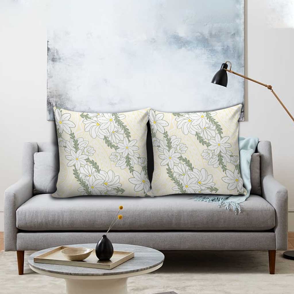 Ia Orana Tahiti Tiare Pillow Cover Lemon Yellow Lei - Polynesian Pride