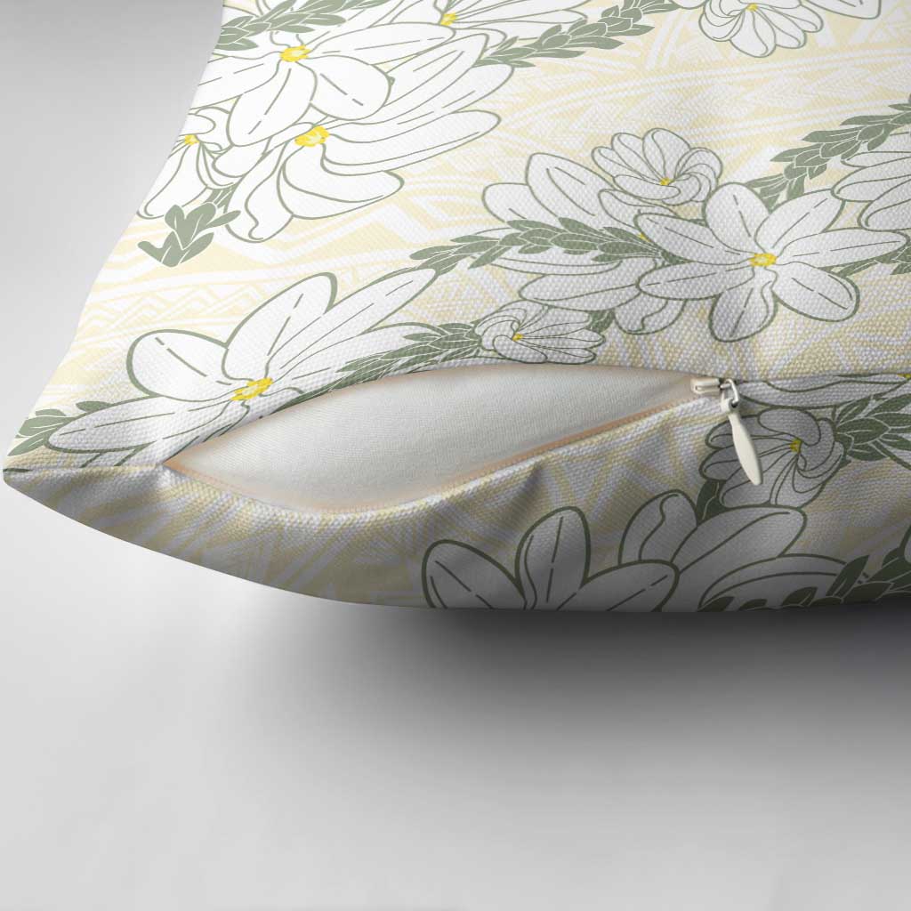 Ia Orana Tahiti Tiare Pillow Cover Lemon Yellow Lei - Polynesian Pride