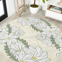 Ia Orana Tahiti Tiare Round Carpet Lemon Yellow Lei - Polynesian Pride