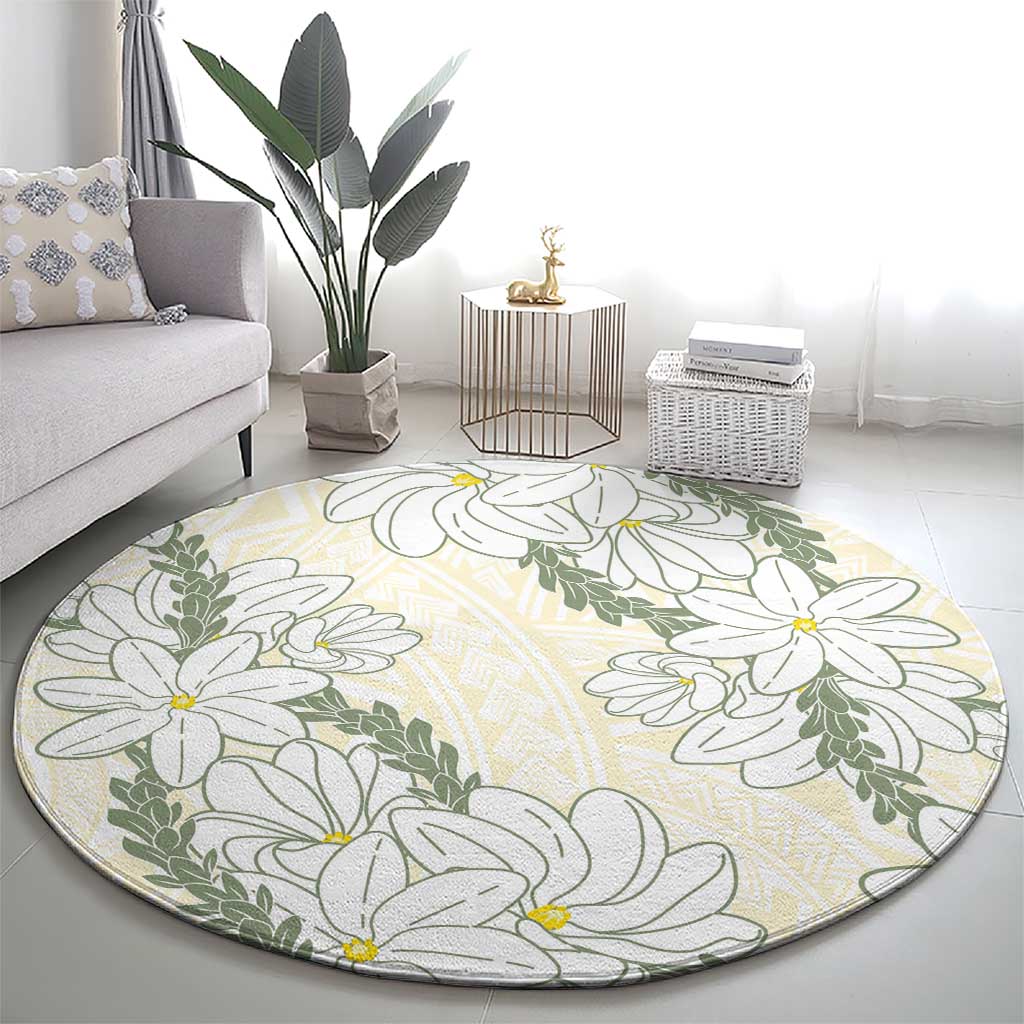Ia Orana Tahiti Tiare Round Carpet Lemon Yellow Lei - Polynesian Pride
