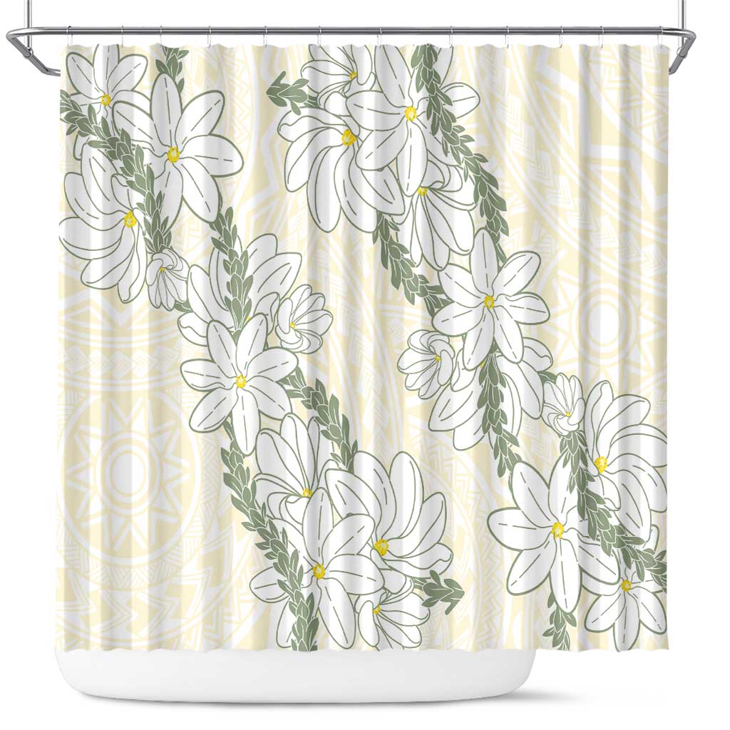 Ia Orana Tahiti Tiare Shower Curtain Lemon Yellow Lei - Polynesian Pride