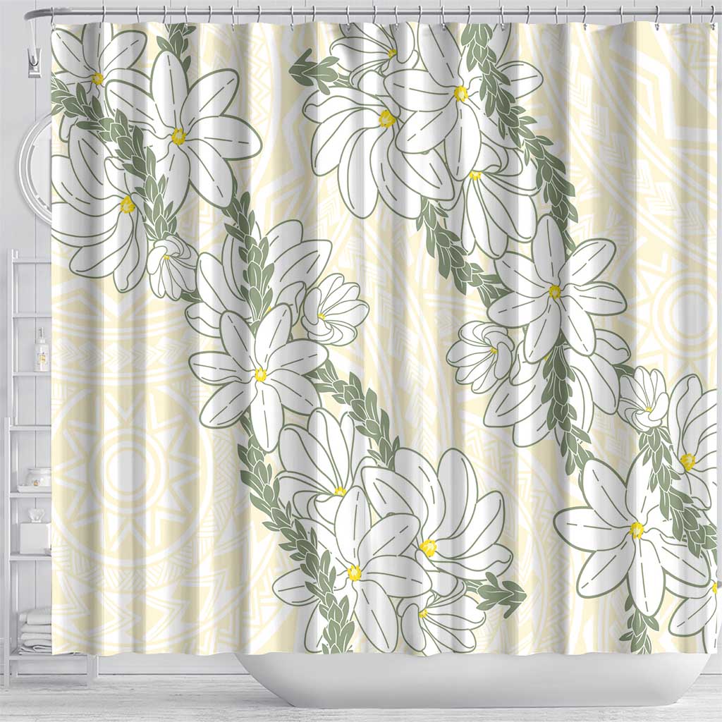Ia Orana Tahiti Tiare Shower Curtain Lemon Yellow Lei - Polynesian Pride