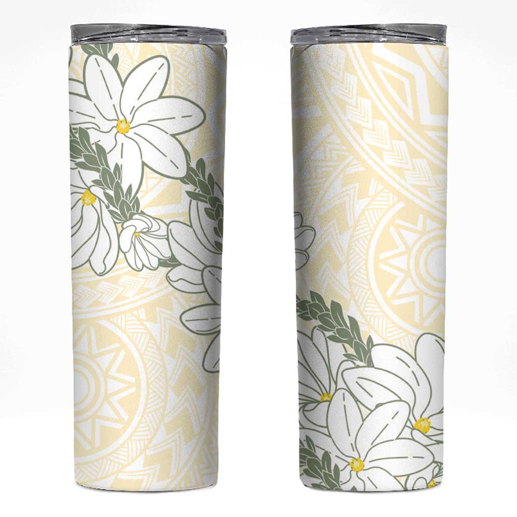 Ia Orana Tahiti Tiare Skinny Tumbler Lemon Yellow Lei - Polynesian Pride