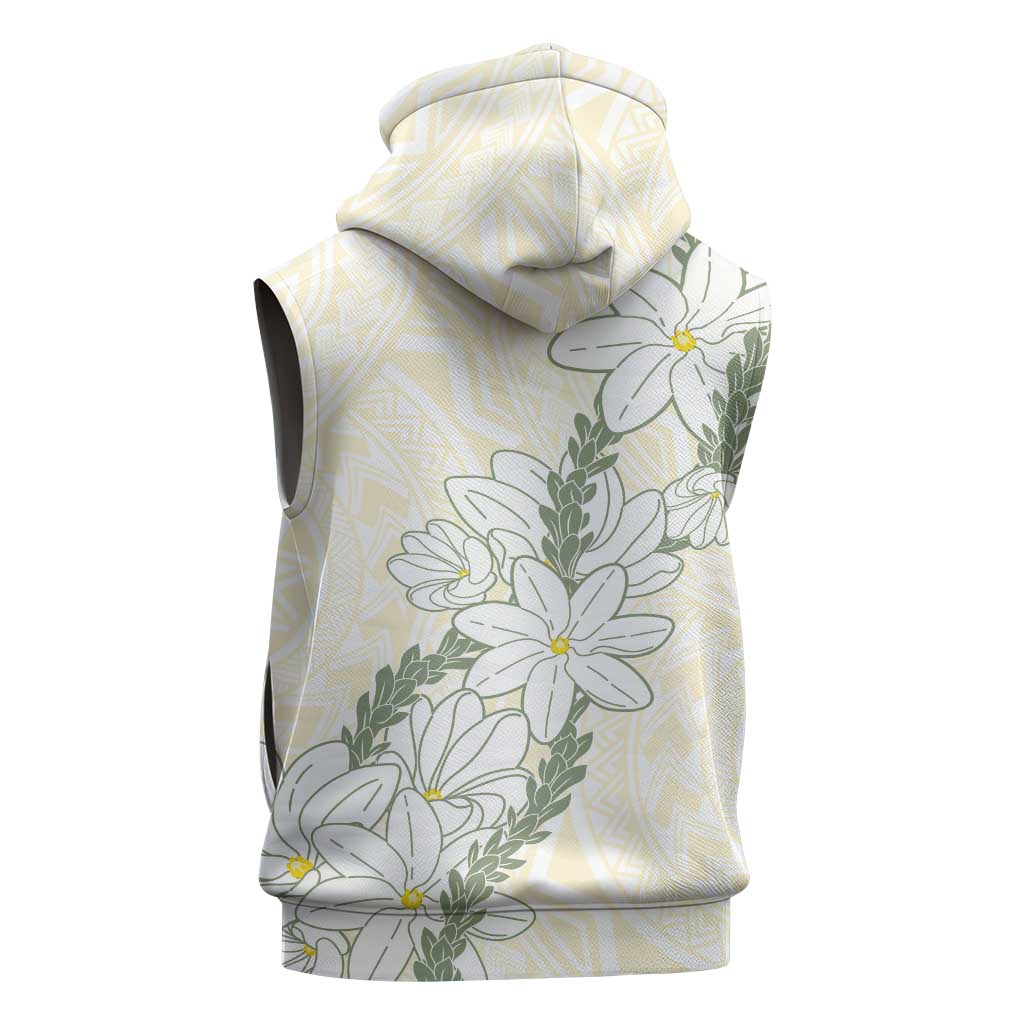 Ia Orana Tahiti Tiare Sleeveless Hoodie Lemon Yellow Lei - Polynesian Pride