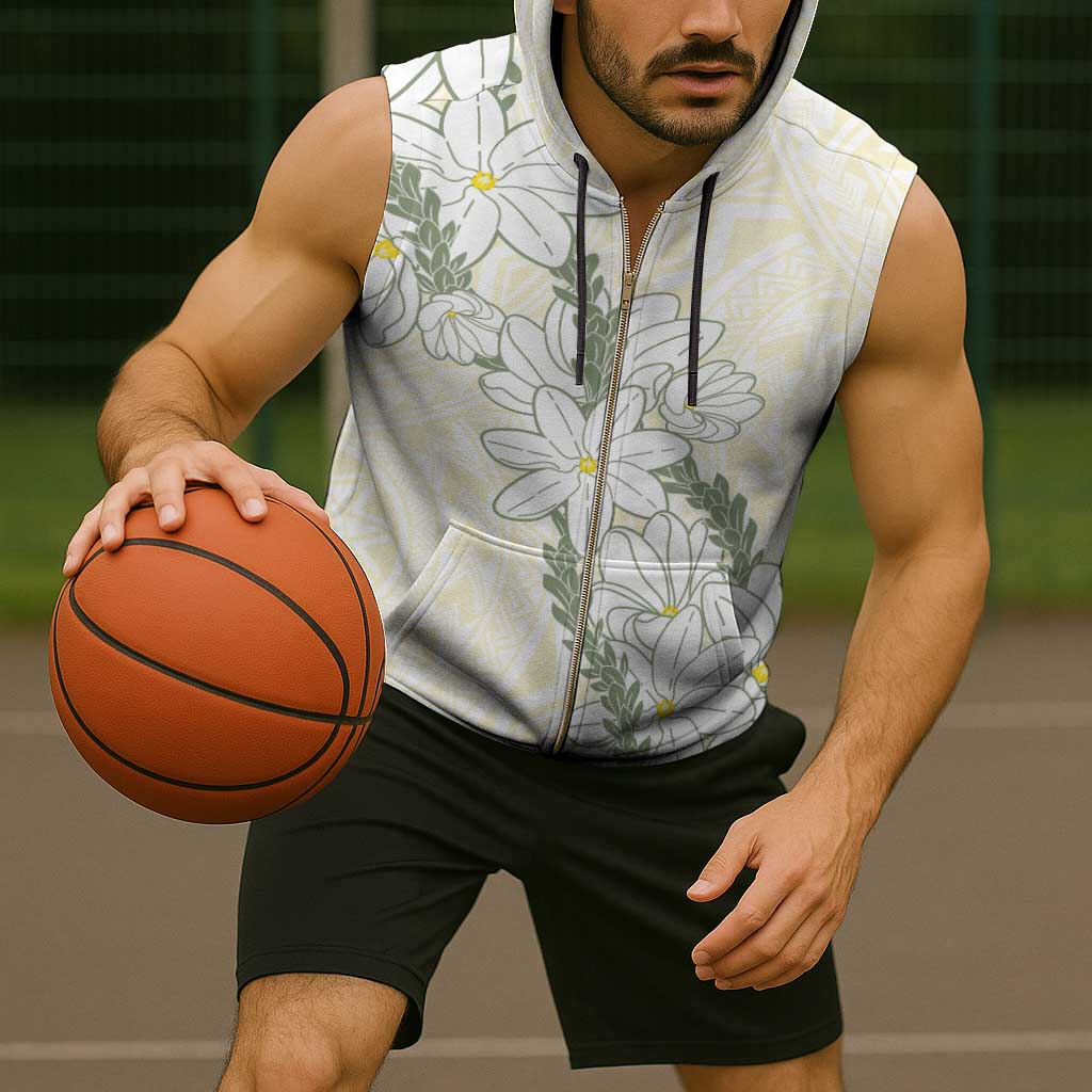 Ia Orana Tahiti Tiare Sleeveless Zip Hoodie Lemon Yellow Lei - Polynesian Pride