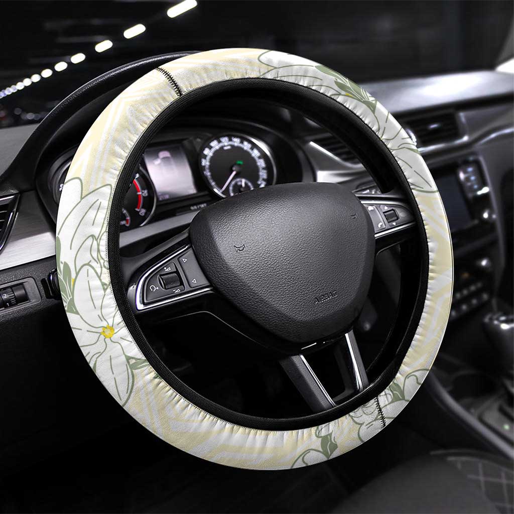 Ia Orana Tahiti Tiare Steering Wheel Cover Lemon Yellow Lei - Polynesian Pride