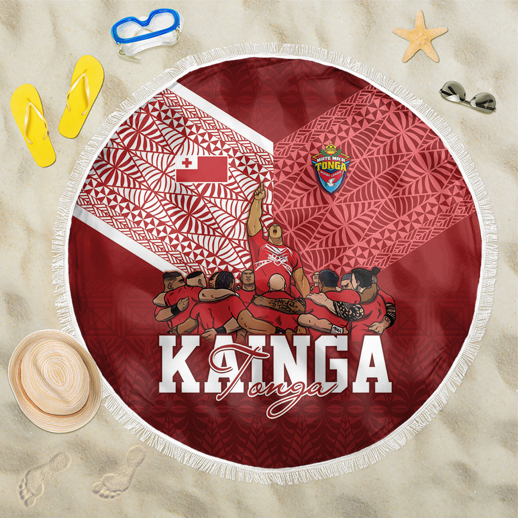 Mate Ma'a Tonga Ngatu Beach Blanket Kainga - Sipi Tau LT7 One Size 150cm Red - Polynesian Pride