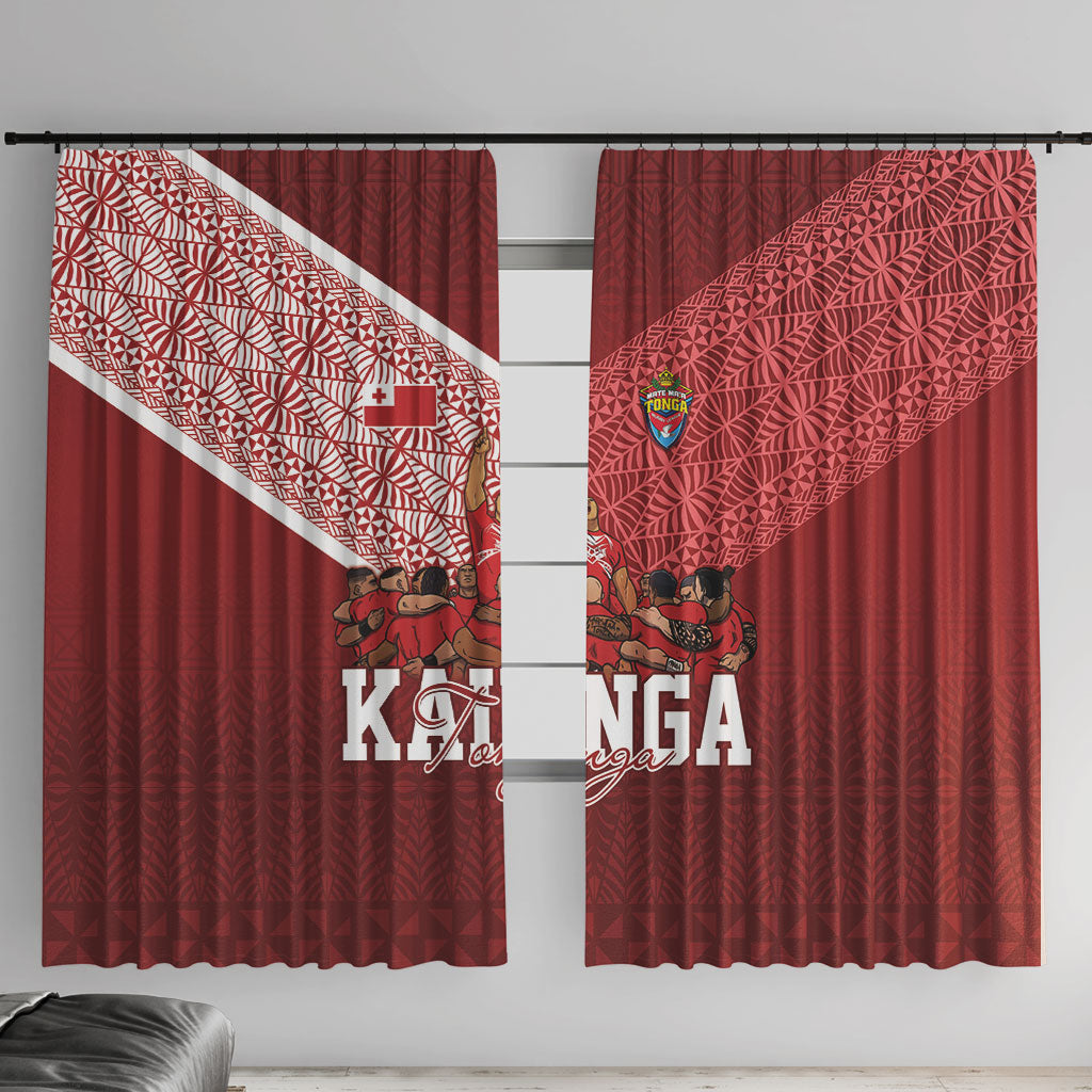 Mate Ma'a Tonga Ngatu Window Curtain Kainga - Sipi Tau LT7 With Hooks Red - Polynesian Pride